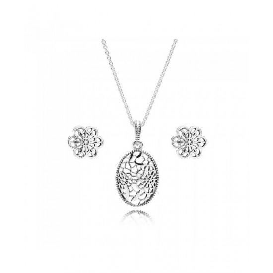 Pandora Jewellery Set-Silver Daisy Lace Jewelry