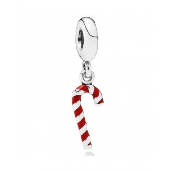 Pandora Charm-Silver Red Enamel Candy Cane Jewelry Discount Outlet