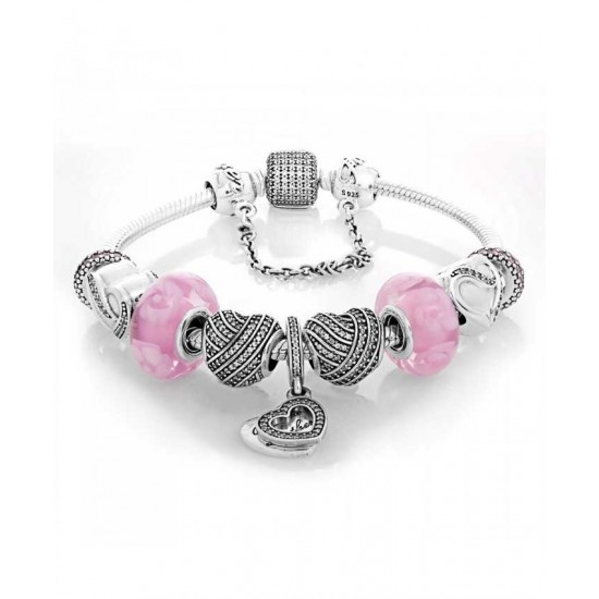 Pandora Bracelet-Silver Unconditional Love Complete Jewelry