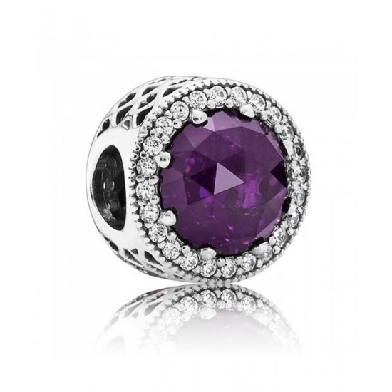 Pandora Charm-Silver Royal Purple Radiant Heart Jewelry