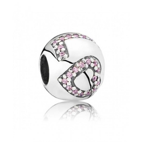 Pandora Charm-Silver Pink Cz Love Bead Jewelry