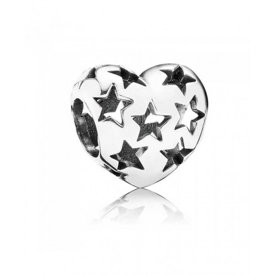 Pandora Charm-Silver Openwork Starry Heart Jewelry