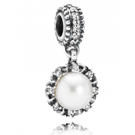 Pandora Charm-Silver Sparkling Pearl Pendant Jewelry