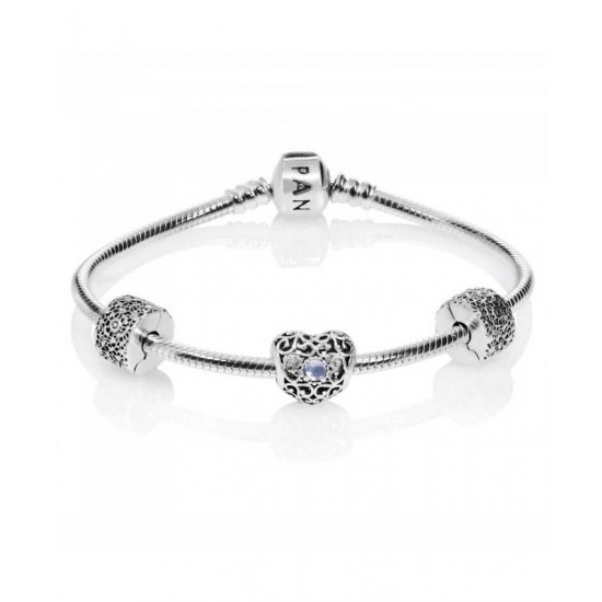 Pandora Bracelet-March Birthstone Complete Sale Jewelry
