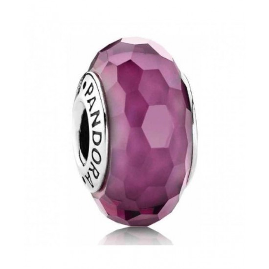 Pandora Bead-Sterling Silver Purple Faceted Murano Glass Jewelry