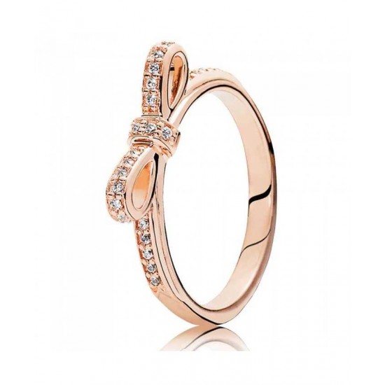 Pandora Ring-Rose Sparkling Bow Cubic Zirconia Jewelry