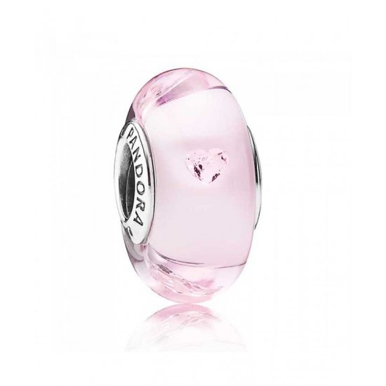 Pandora Charm-Silver Pink Cubic Zirconia Pink Murano Glass Jewelry