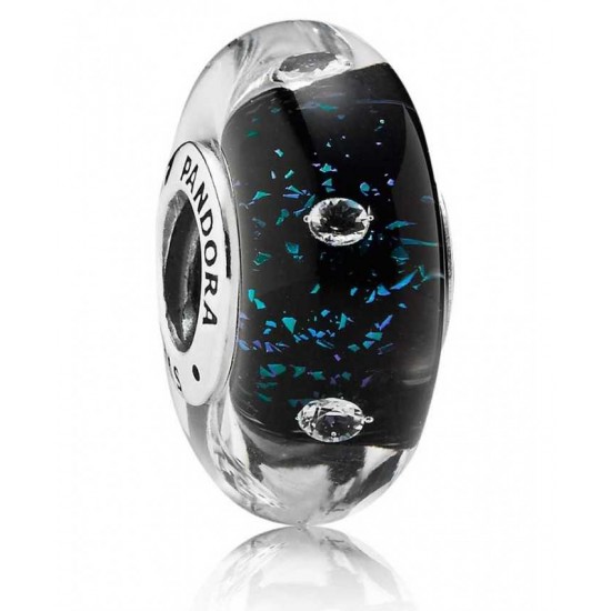 Pandora Bead-Midnight Blue Fizzle Murano Glass Jewelry