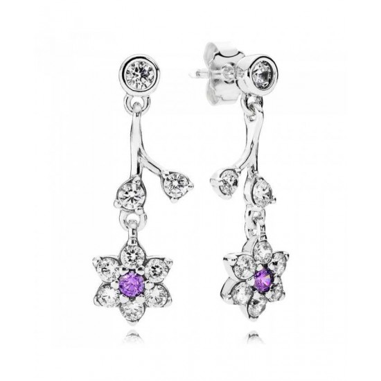 Pandora Earring-Silver Cubic Zirconia Forget Me Not Drop Jewelry