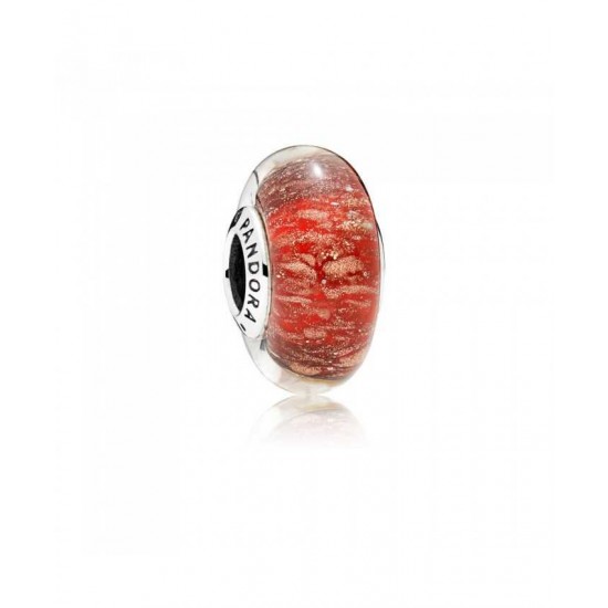 Pandora Charm-Red Twinkle Glass Murano Jewelry