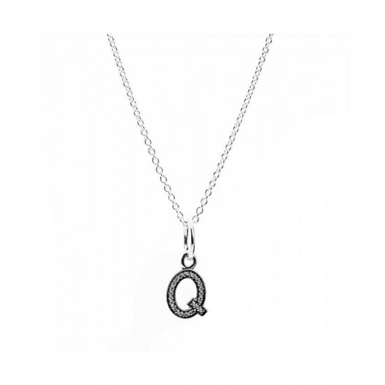 Pandora Necklace-Sparkling Alphabet Q Jewelry