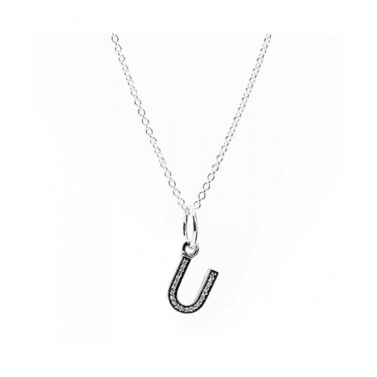 Pandora Necklace-Sparkling Alphabet U Jewelry